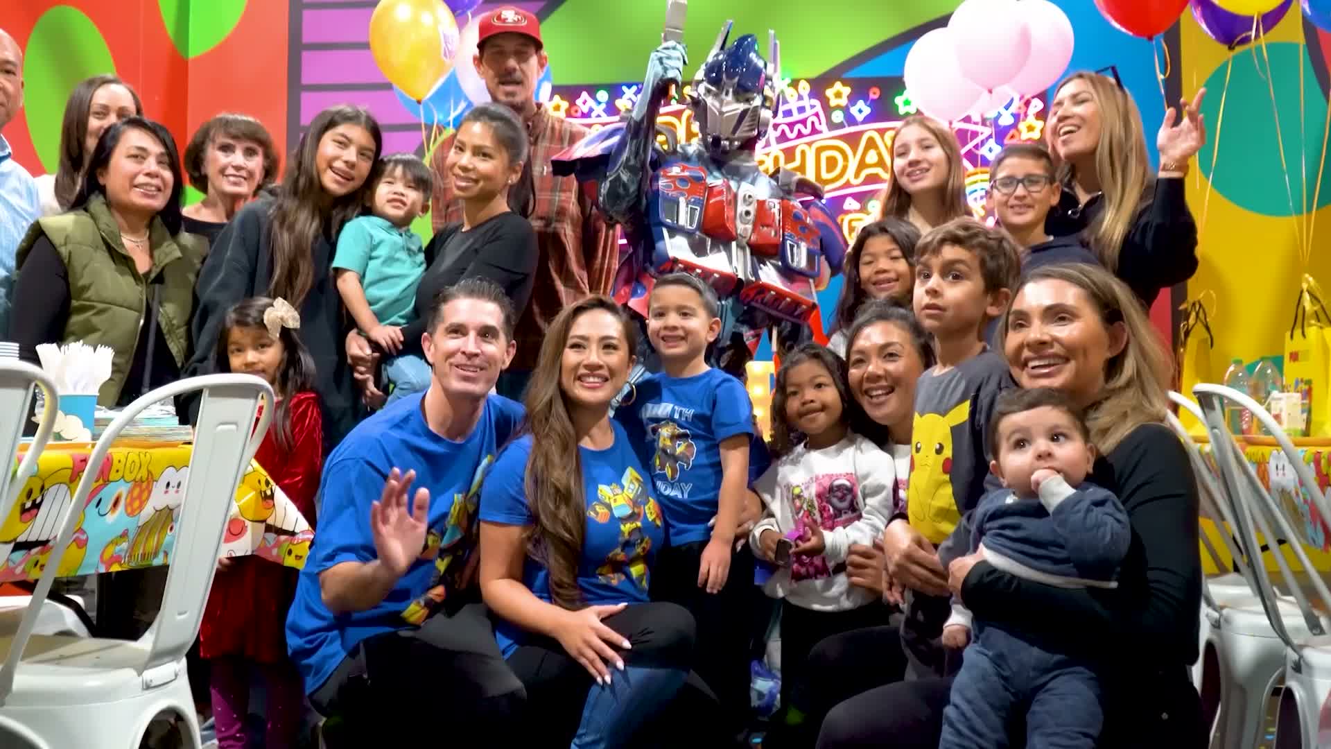 A family celebrating a birthday at FUNBOX